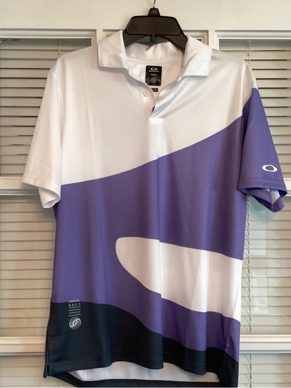 Oakley White and Purple Colorblock Men's Polo